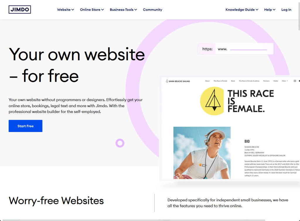 The Jimdo Dolphin AI builder creating a simple website