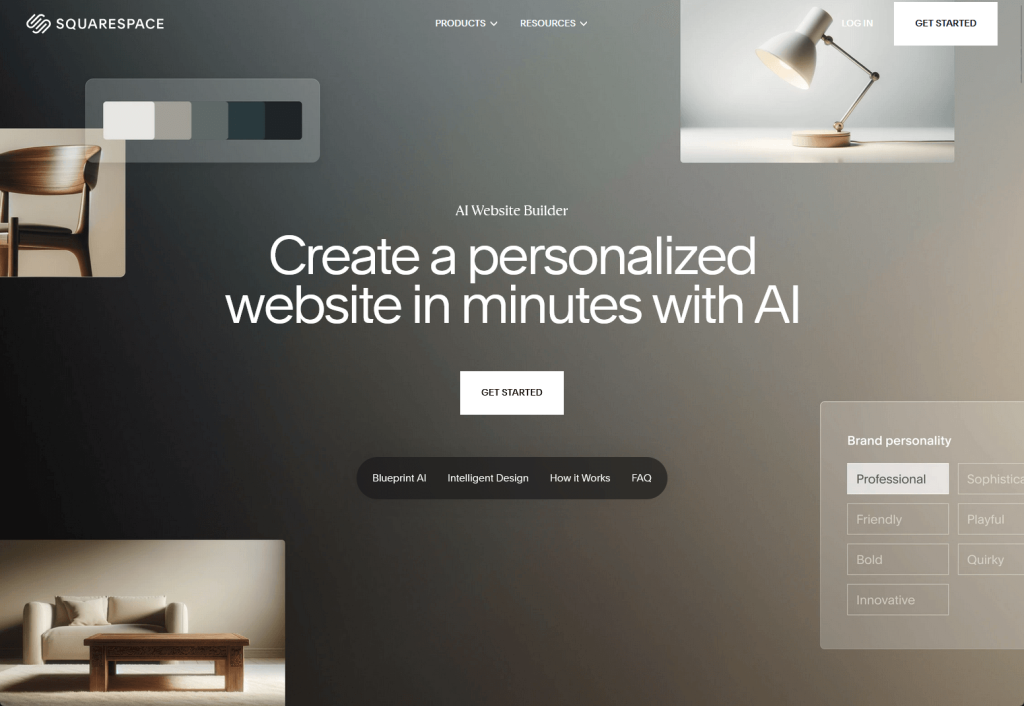 Squarespace's Blueprint AI builder for creating site layouts