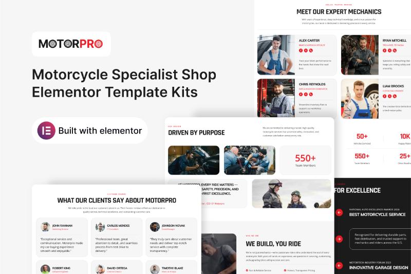 MotorPro - Motorcycle Specialist Shop Elementor Template Kit