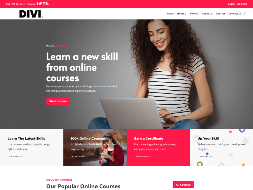 Online Course Divi Layout