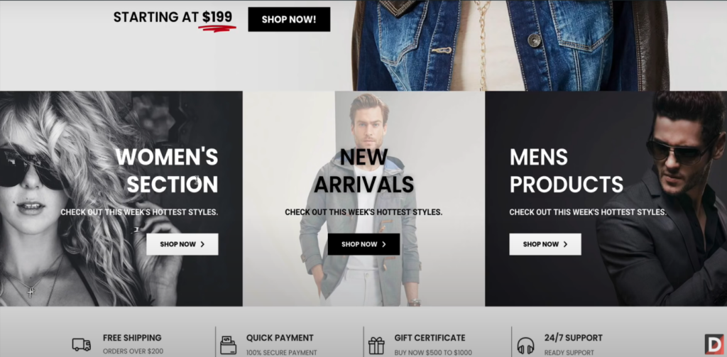 elementor ecommerce page