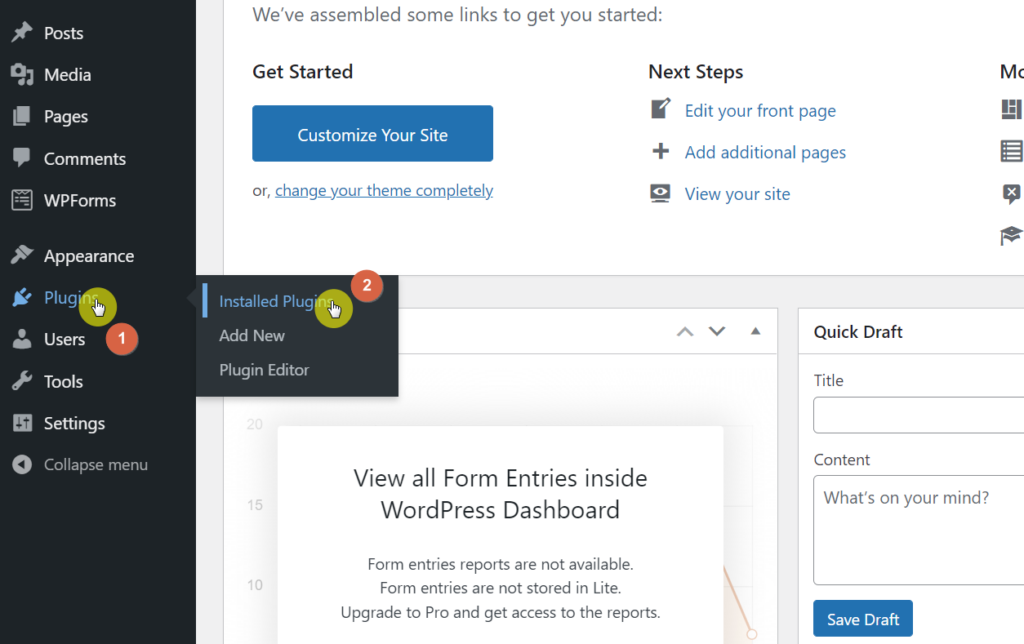 Hover over plugins first and select the installed plugins option