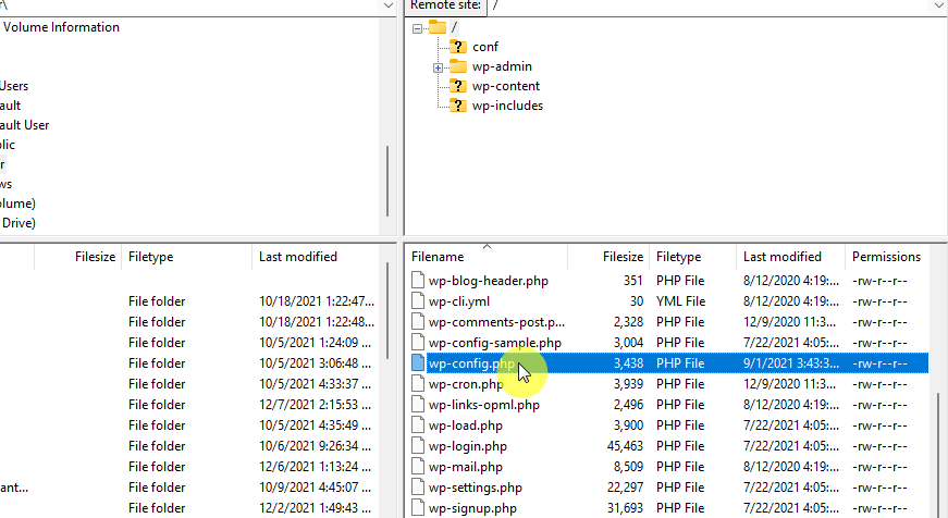 Locate the wp-config.php file on the root folder