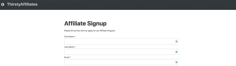 ThirstyAffiliates Affiliate Signup
