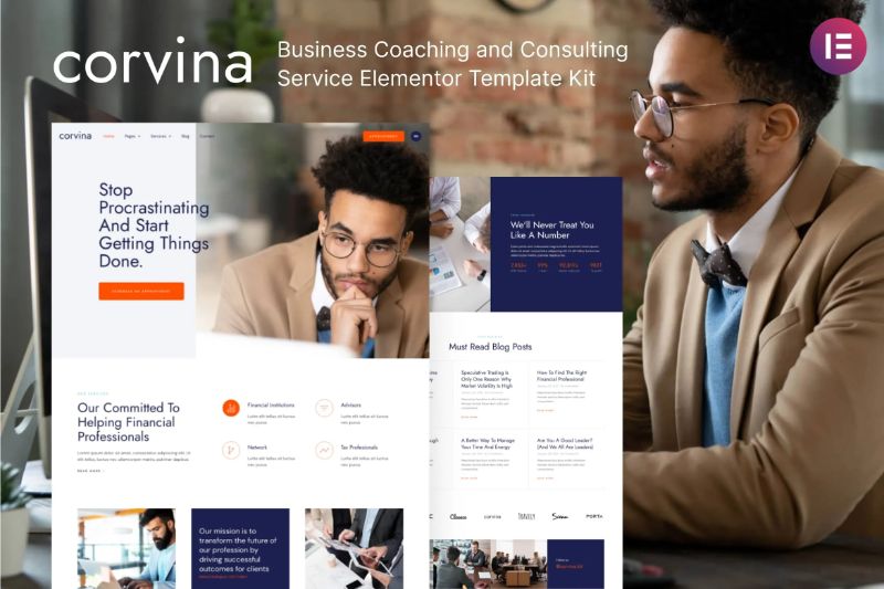 Corvina - Business Coaching Consulting Service Elementor Template Kit