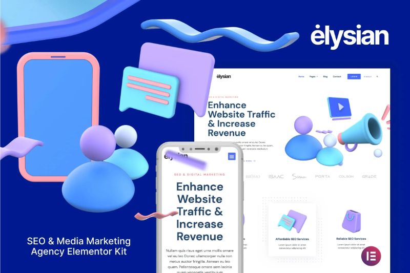 Elysian – 3D Style SEO Agency Elementor Kit