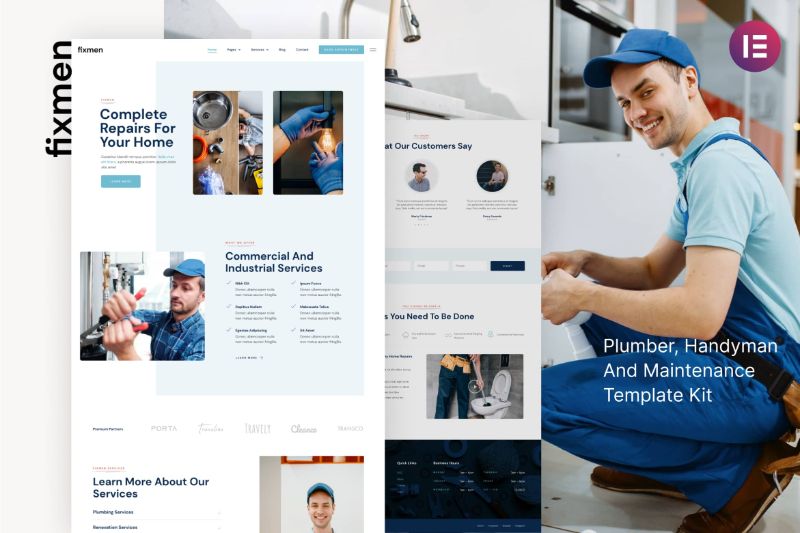 Fixmen - Handyman Maintenance Elementor Template Kit