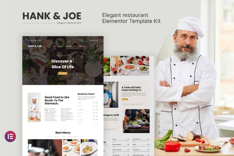 Hank & Joe - Elegant Restaurant Elementor Template Kit