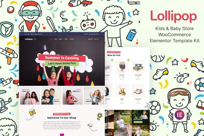 Lollipop – Kids Baby Store WooCommerce Elementor Template Kit