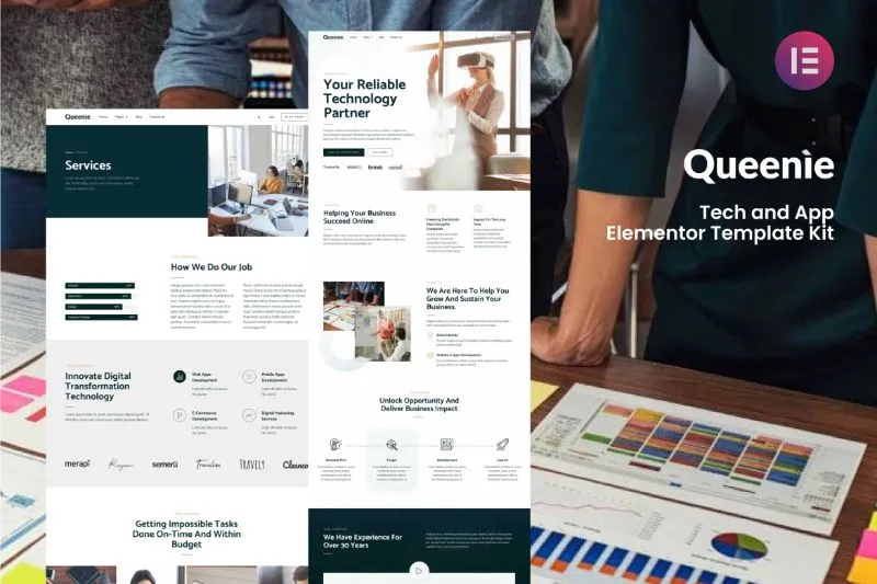Queenie - Tech App Elementor Template Kit