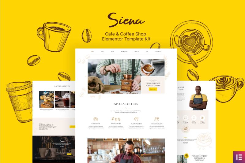 Siena - Cafe and Coffee Shop Elementor Template Kit