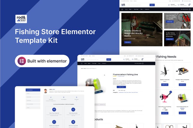 Rod & Reel - Fishing Store WooCommerce Elementor Template Kit