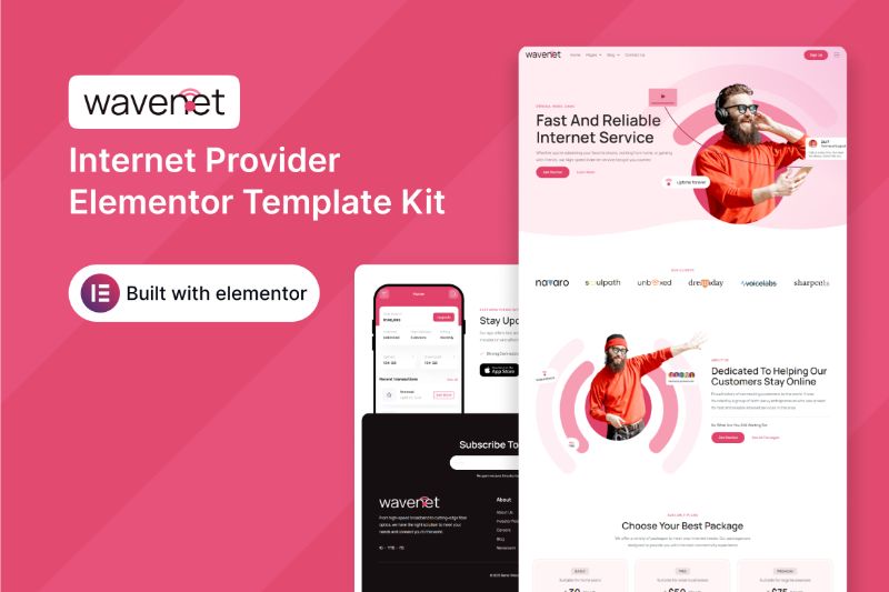 Wavenet - Internet Provider Elementor Template Kit