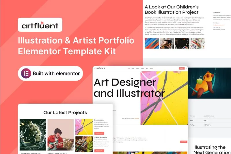 Artfluent - Illustration & Artist Portfolio Elementor Template Kit