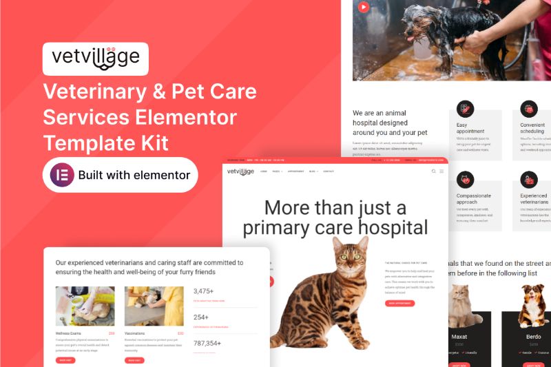 Vetvillage - Veterinary & Pet Care Services Elementor Template Kit