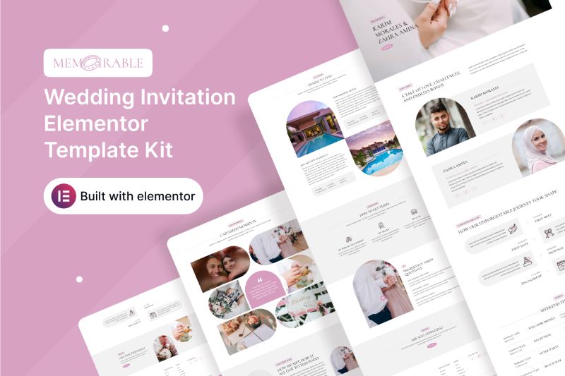 Memoirable - Wedding Invitation Elementor Template Kit