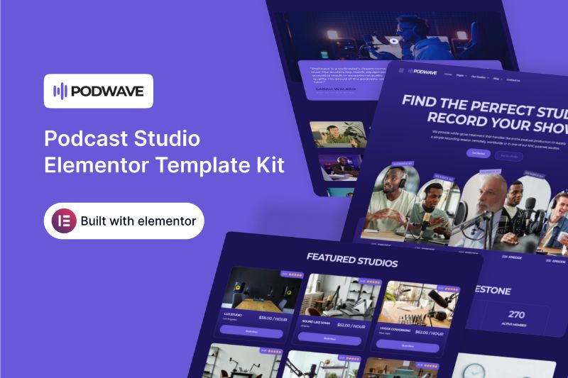 PodWave - Podcast Studio Elementor Template Kit