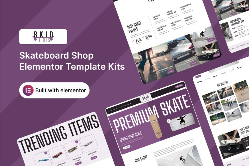 SkidSlides - Skateboard Shop Elementor Template Kit