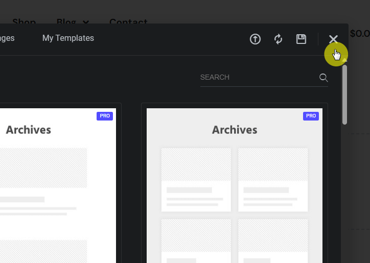 close the templates to start from scratch