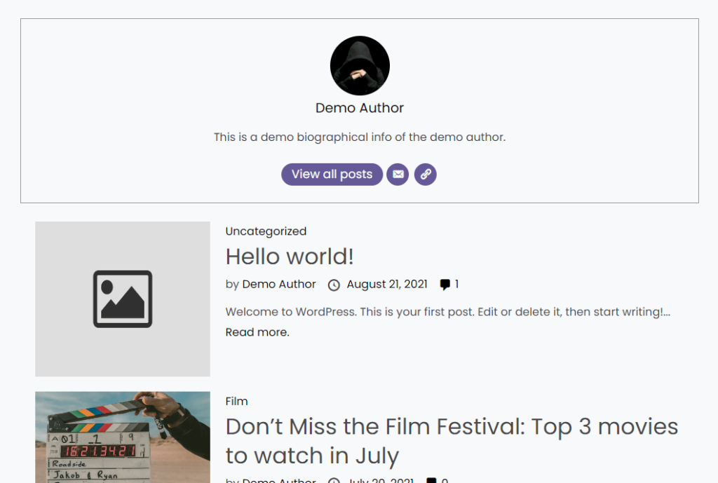check the new demo author created by the plugin