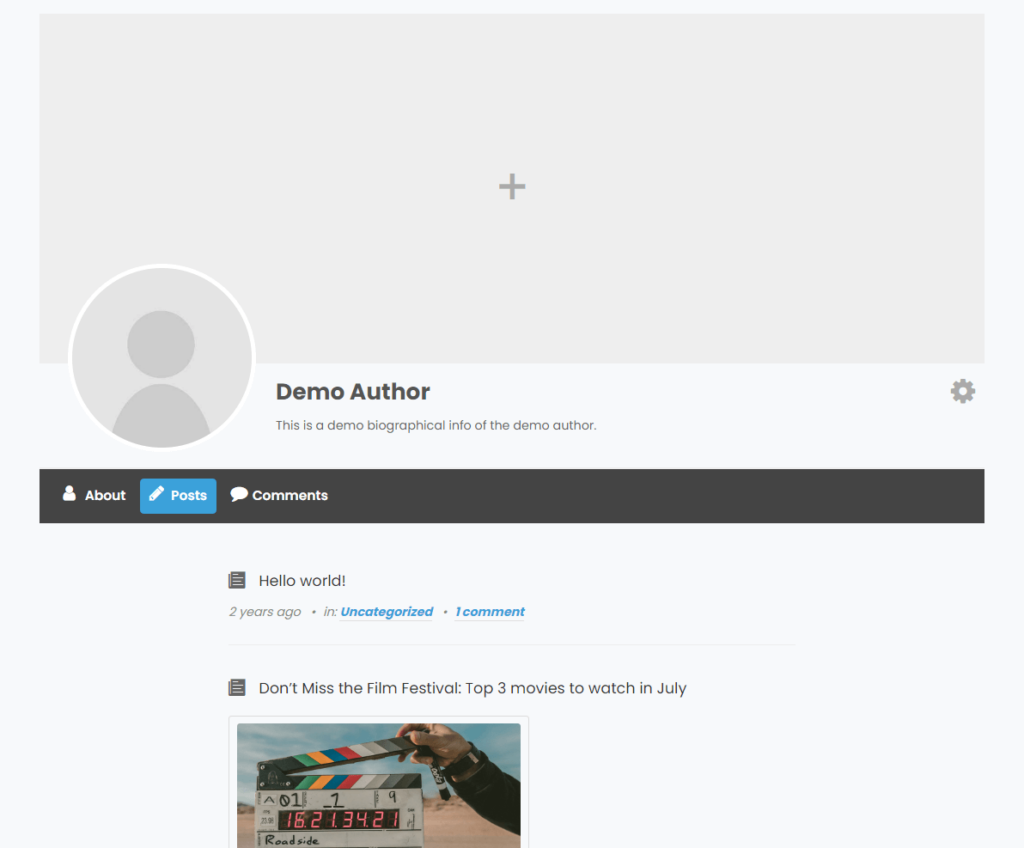 the user page created by the ultimate member plugin