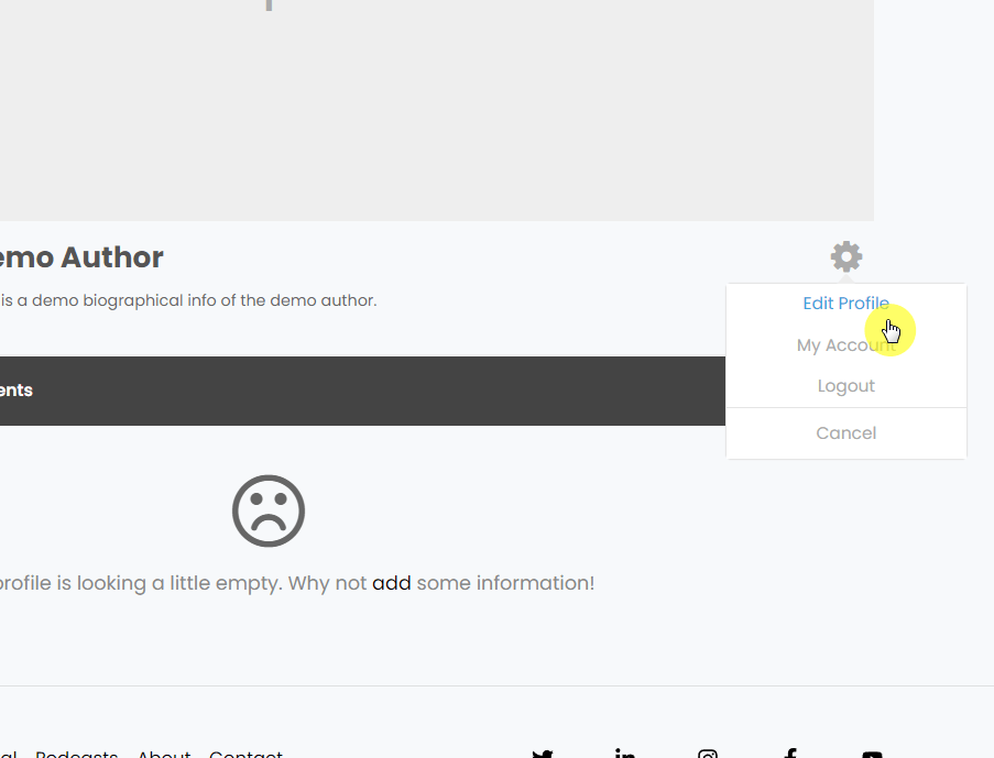 this will allow you to edit the different elements of the profile