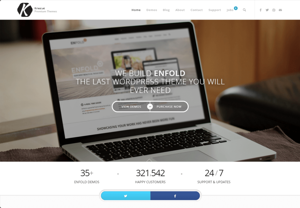 home page of the enfold theme