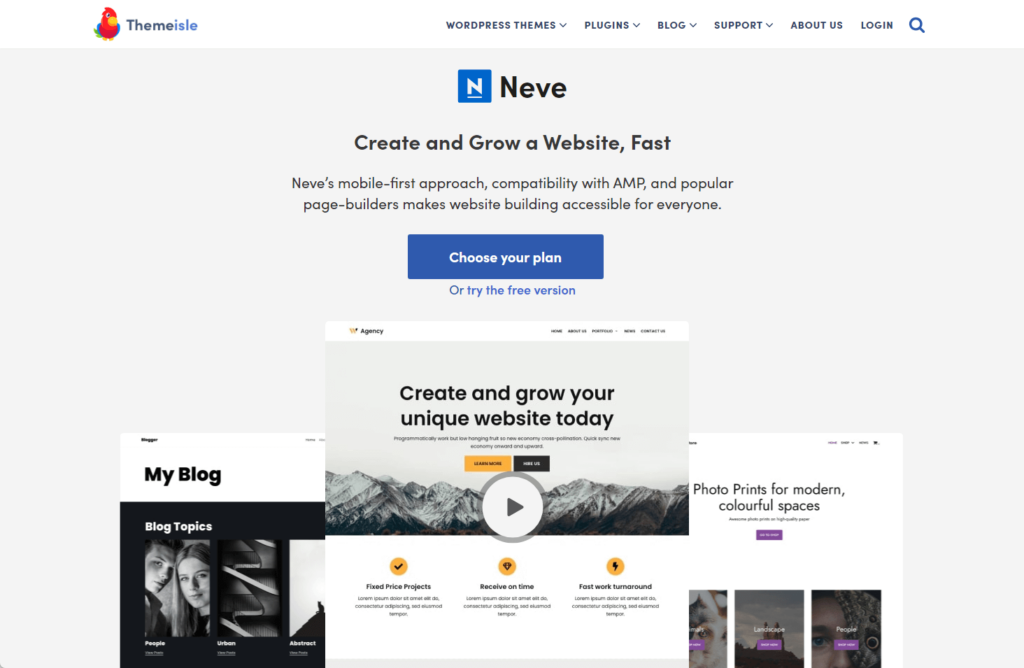 create and grow a website, fast