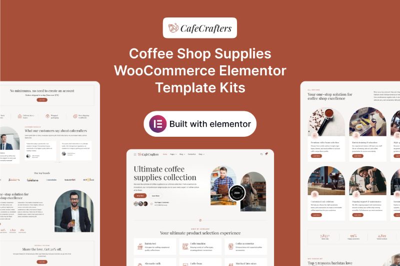 CafeCrafters - Coffee Shop Supplies WooCommerce Elementor Template Kit