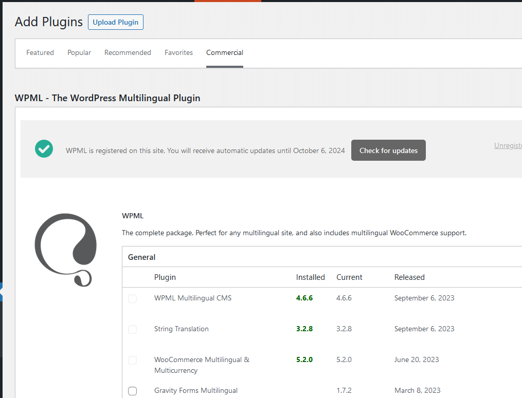 adding commercial plugins related to wpml
