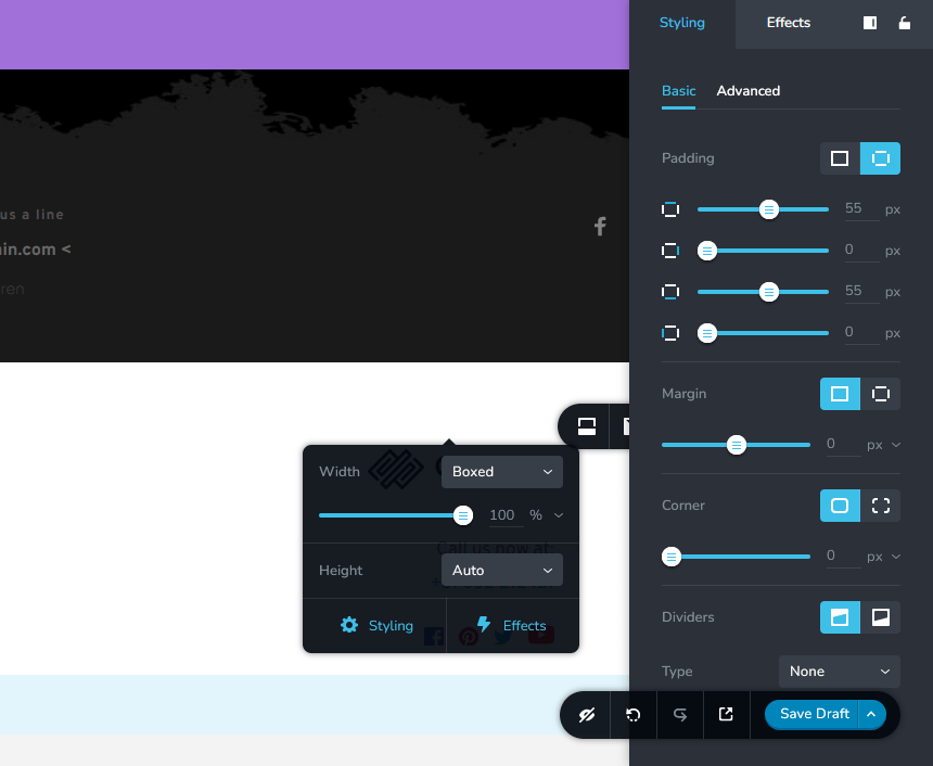 editing the footer styling in brizy