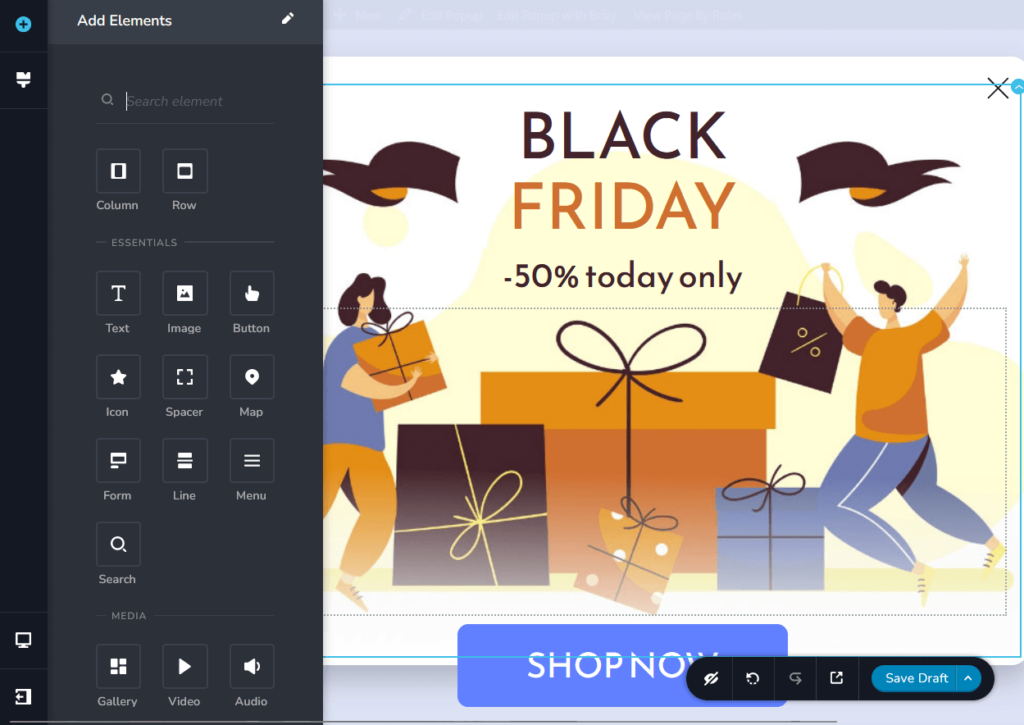 creating popups using the brizy page builder