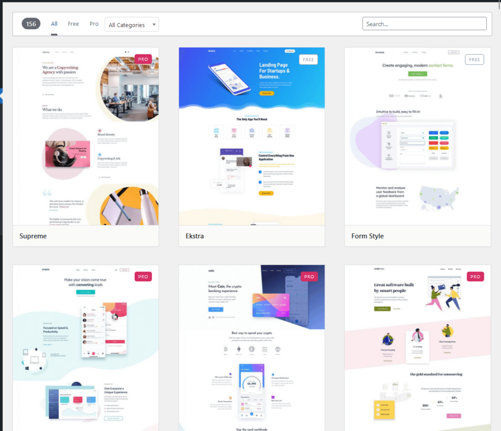all available brizy starter templates