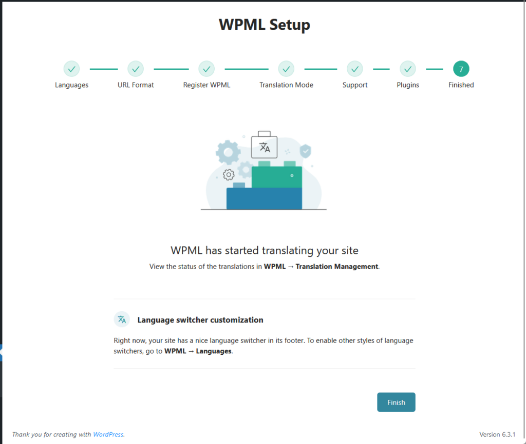 finished wpml setup
