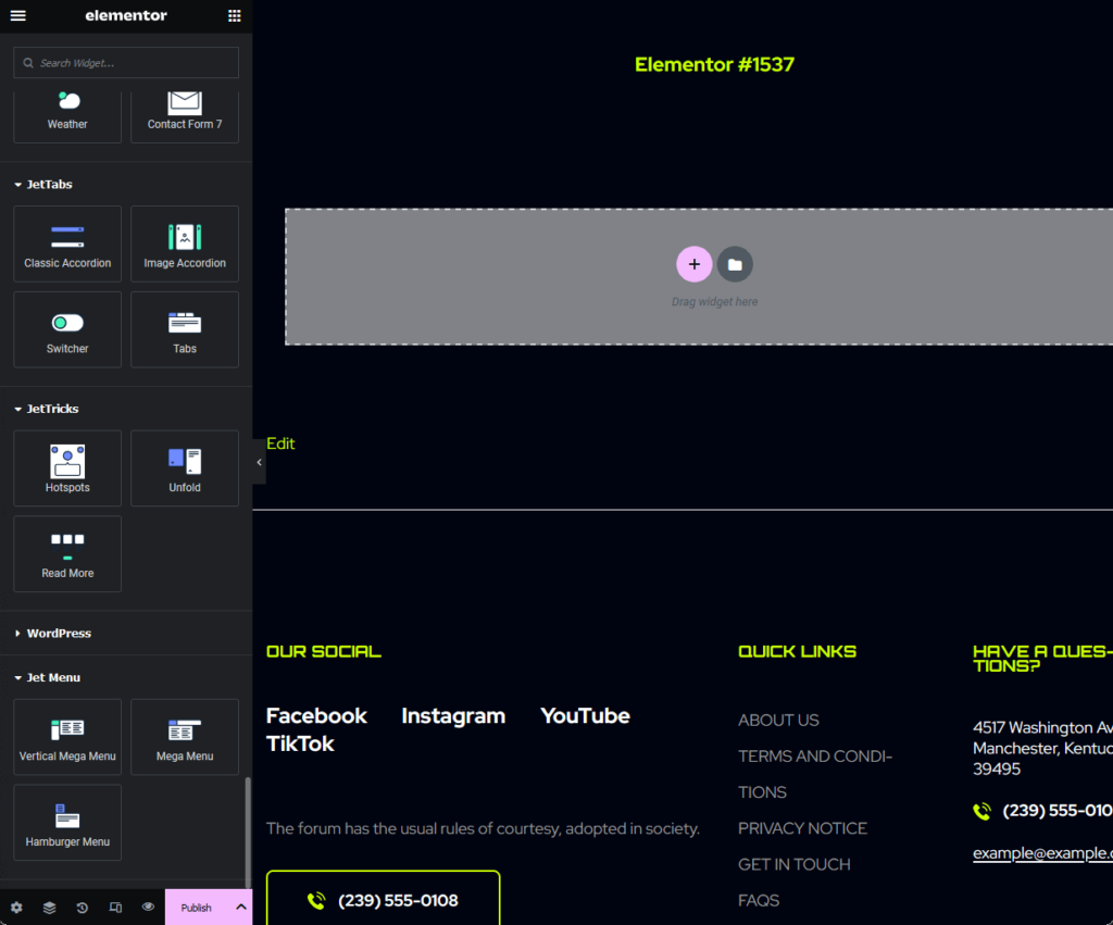 extra elements from jettabs, jettricks, and jet menu