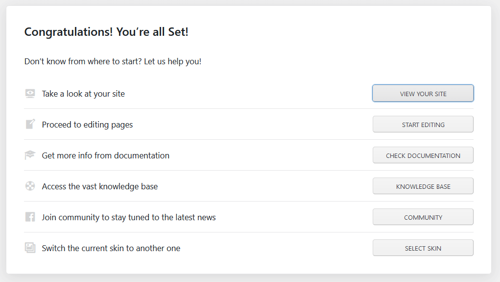 congratulations – you’re all set