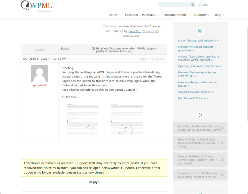 unanswered post by goranv-5 on wpml forum