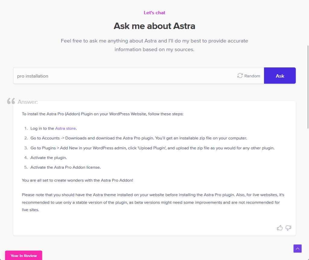 feel free to ask me anything about astra chat