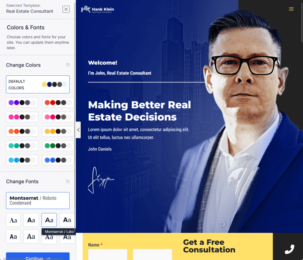 choose colors and fonts for your WordPress site or update them later