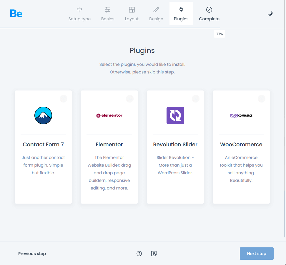 select the plugins you would like to install