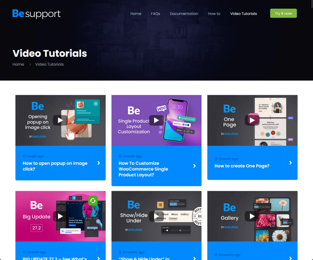 the page for video tutorials finally loaded