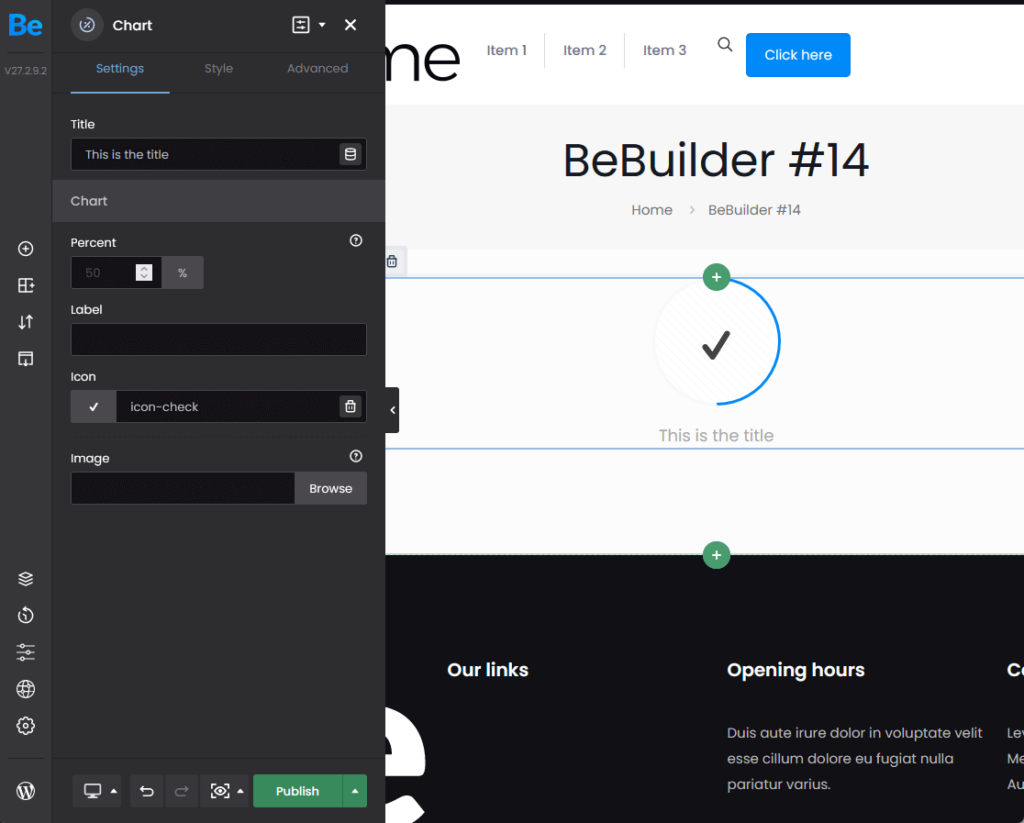 configuring a chart element from betheme