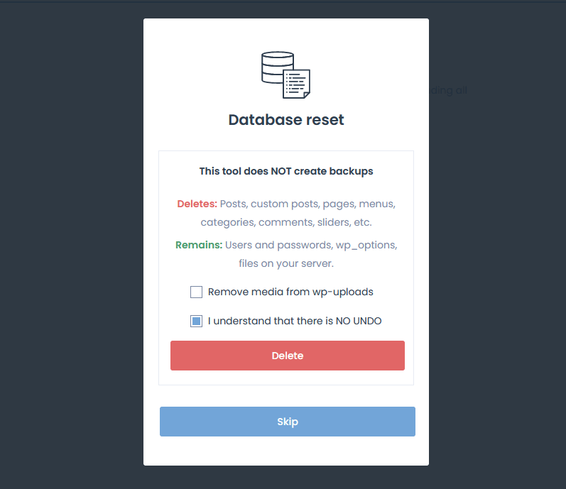 this tool does not create backups
