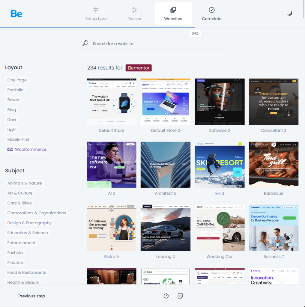 only 234 results for elementor