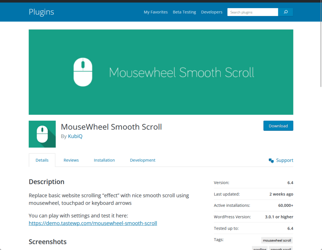 mousewheel smooth scroll by kubiq