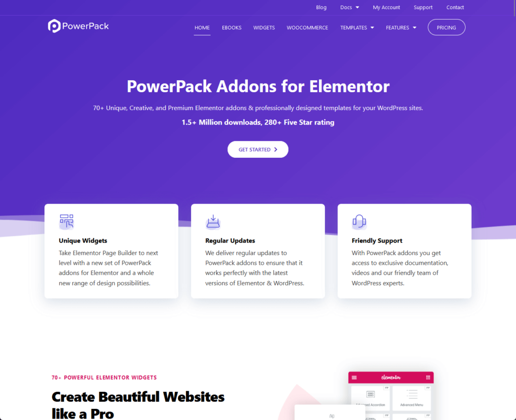 PowerPack Addons for Elementor: 70+ Unique, Creative, and Premium Elementor addons & professionally designed templates for your WordPress sites.