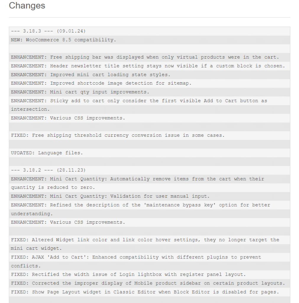 Flatsome theme changelogs