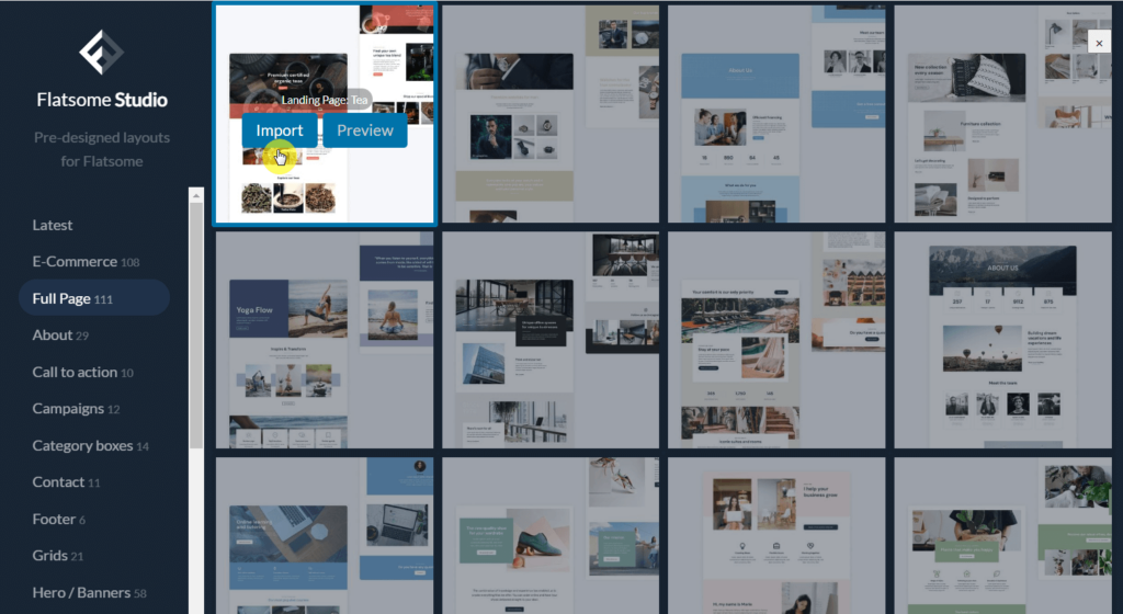 Import readymade template