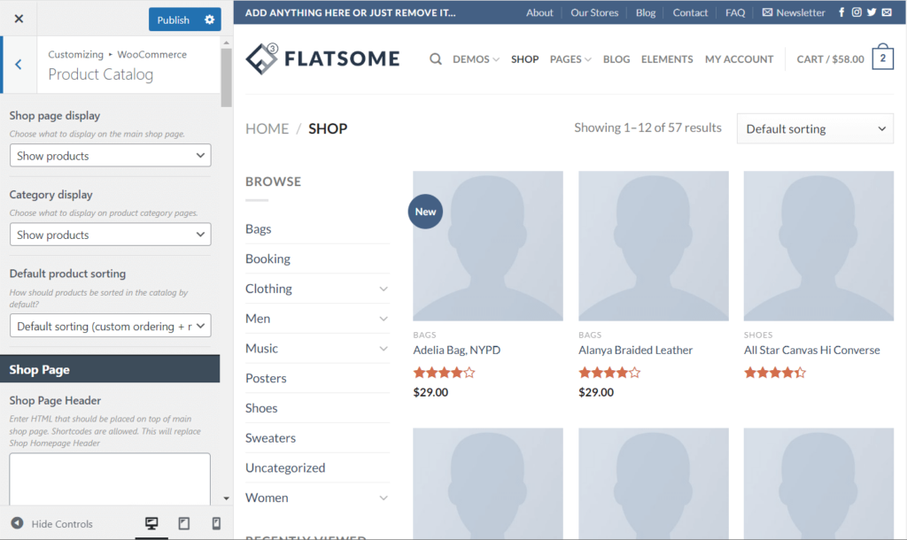 Product catalog settings