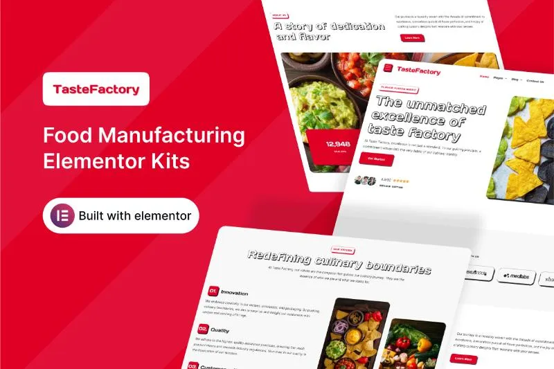 TasteFactory - Food Manufacturing Company Elementor Template Kit